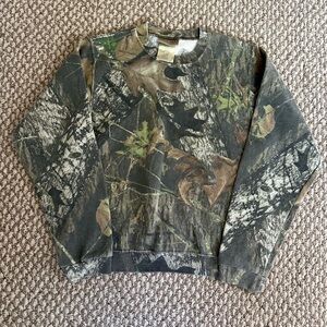 Vintage Jerzees Camo Sweatshirt Youth XL Mossy Forest Pattern